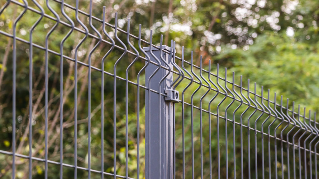 Détail des mailles soudées d'un panneau rigide en acier galvanisé